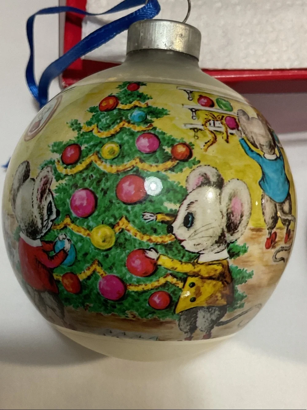 Vintage Mouse Holiday Glass Ornaments — Set of 3